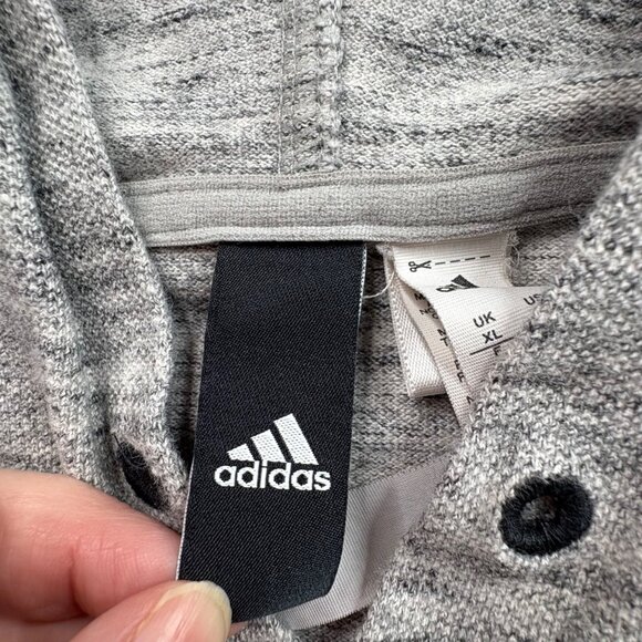 Adidas Hoodie‎ Men’s L Gray Heathered Sweatshirt Logo Athleisure Active Pullover - Picture 8 of 14